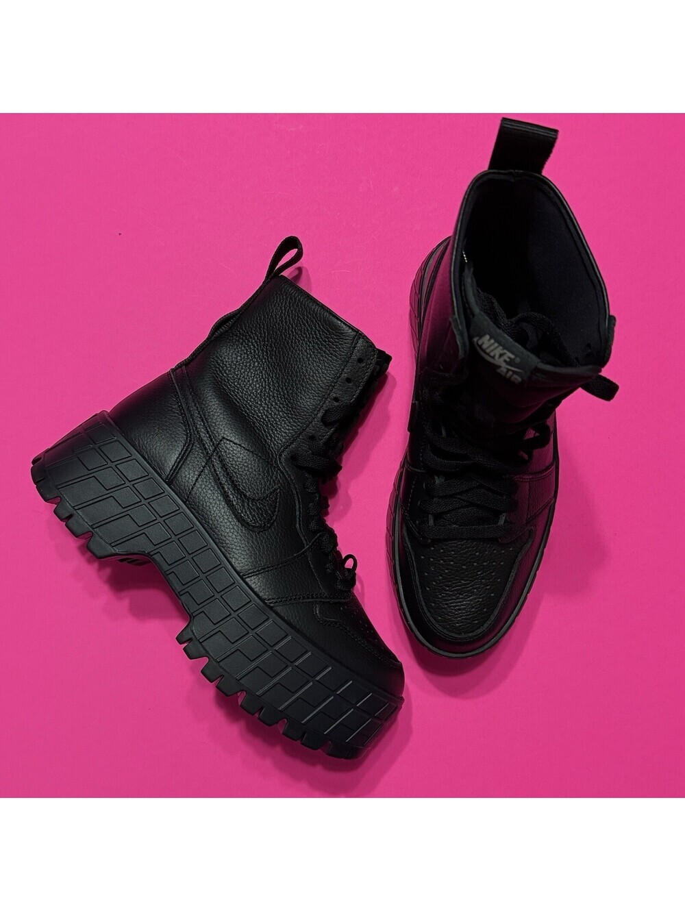 Nike‎ Air Jordan 1 High Brooklyn Triple Black Boots NBY FJ5737-001 Women New - Picture 2 of 9